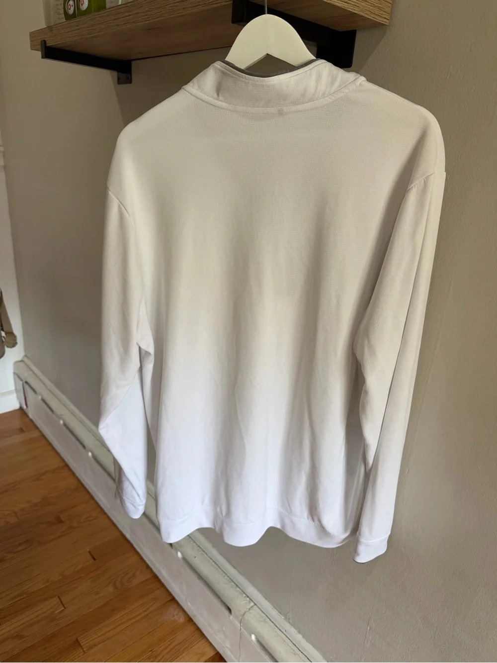 adidas White Long-Sleeve Quarter-Zip Pullover with Gray Trim